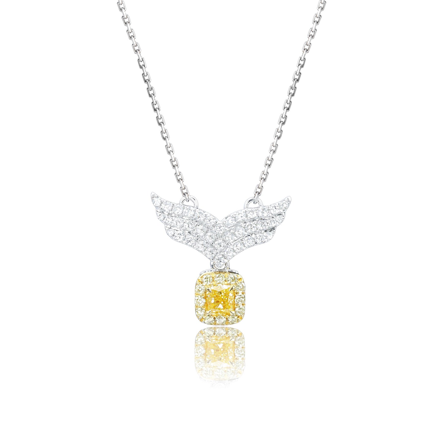 14k/18k white gold 0.38 ctw yellow diamond & diamond necklace