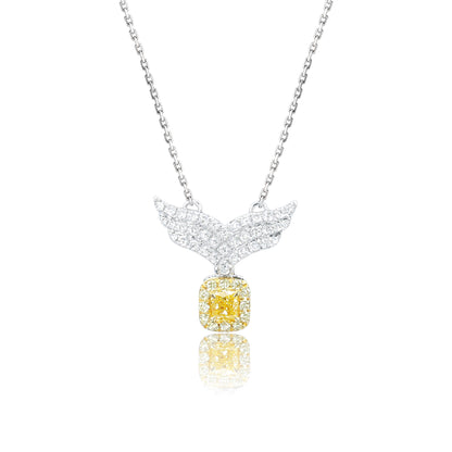 14K/18K WHITE GOLD 0.38 CTW YELLOW DIAMOND & DIAMOND NECKLACE