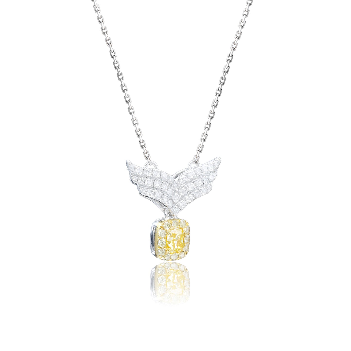 14k/18k white gold 0.38 ctw yellow diamond & diamond necklace