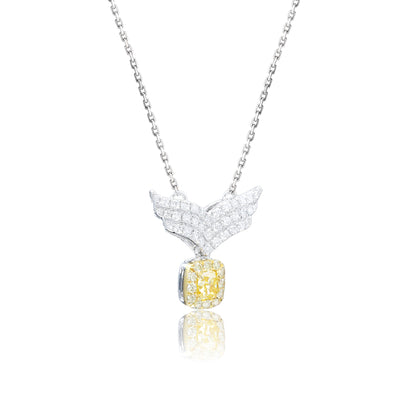 14K/18K WHITE GOLD 0.38 CTW YELLOW DIAMOND & DIAMOND NECKLACE