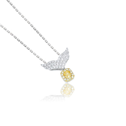 14K/18K WHITE GOLD 0.38 CTW YELLOW DIAMOND & DIAMOND NECKLACE