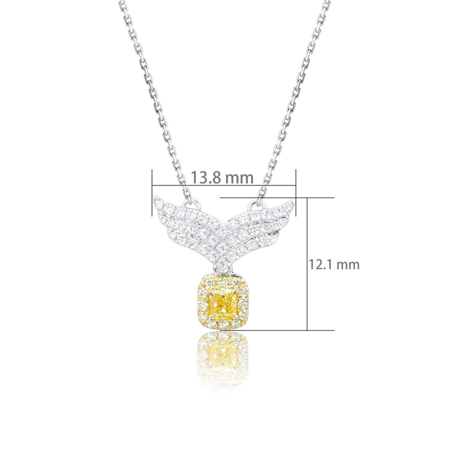 14k/18k white gold 0.38 ctw yellow diamond & diamond necklace