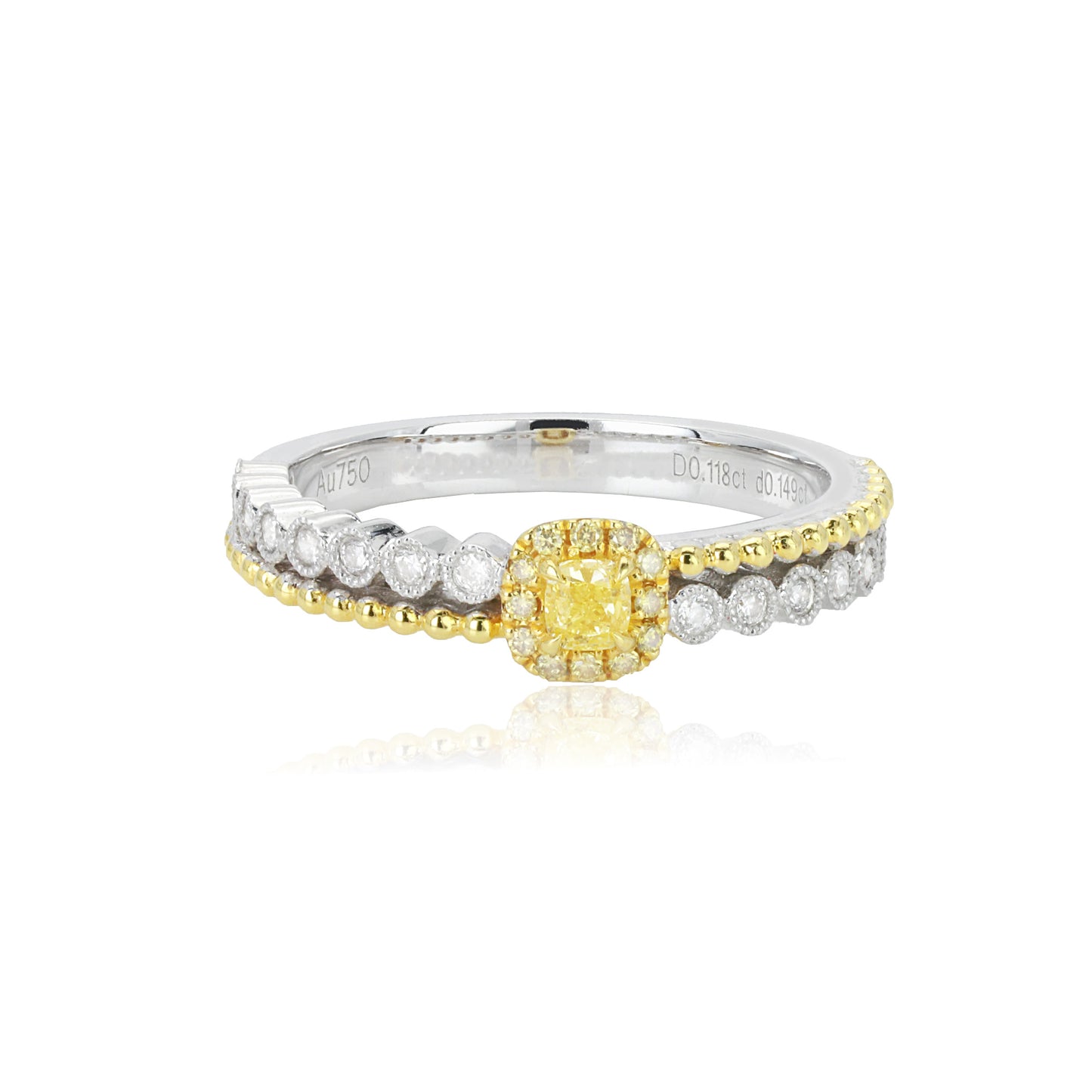 14k/18k white yellow gold 0.27 ctw fancy yellow diamond & diamond ring