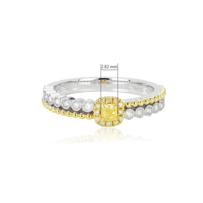 14K/18K WHITE YELLOW GOLD 0.27 CTW FANCY YELLOW DIAMOND & DIAMOND RING