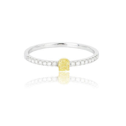 14/18K WHITE GOLD 0.21 CTW FANCY YELLOW DIAMOND & DIAMOND RING