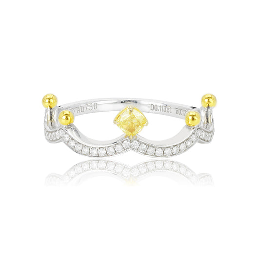 14K WHITE GOLD 0.23 CTW YELLOW DIAMOND & DIAMOND RING