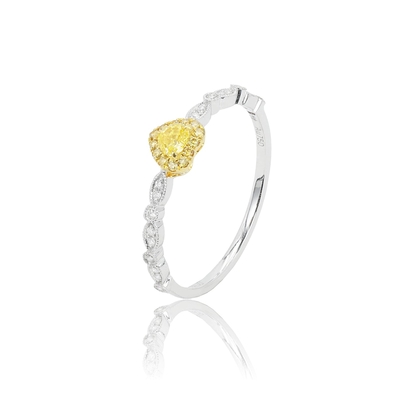 14k/18k white gold 0.20 ctw fancy yellow diamond & diamond ring