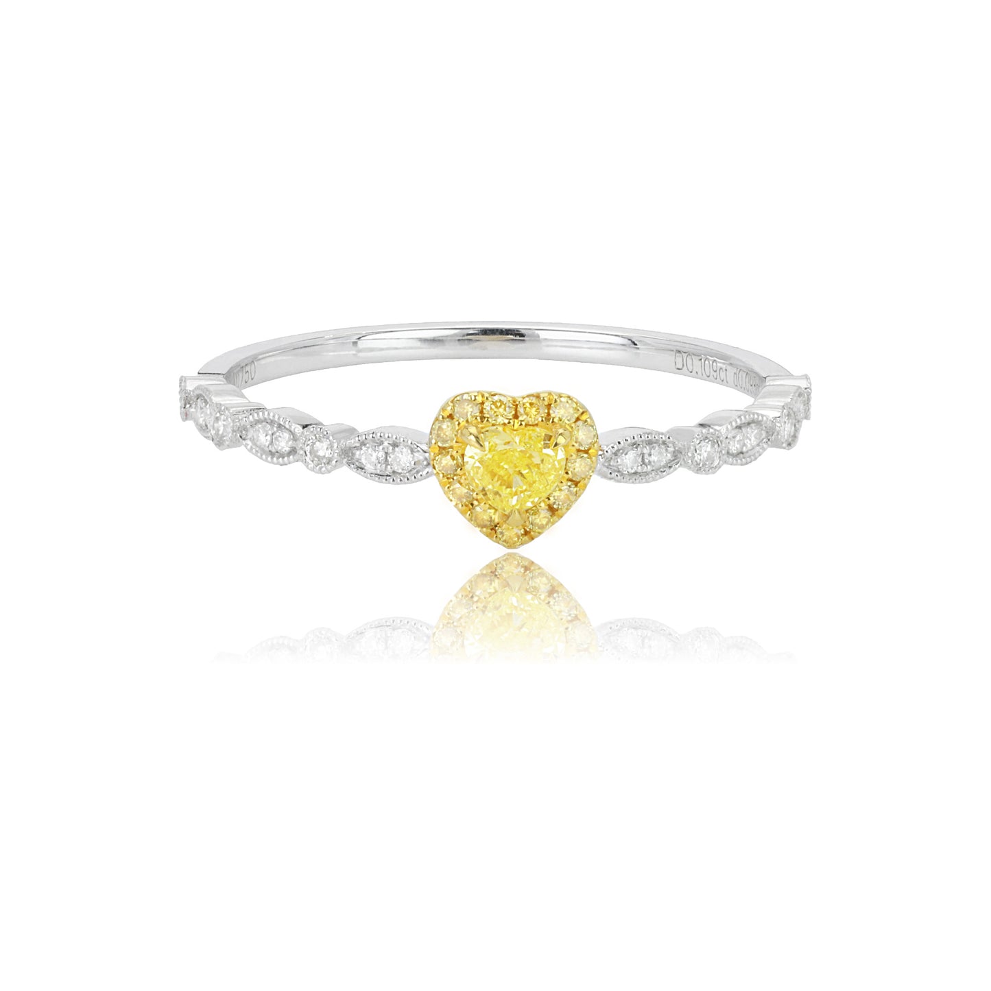 14k/18k white gold 0.20 ctw fancy yellow diamond & diamond ring