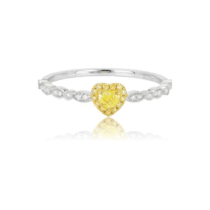 14K/18K WHITE GOLD 0.20 CTW FANCY YELLOW DIAMOND & DIAMOND RING