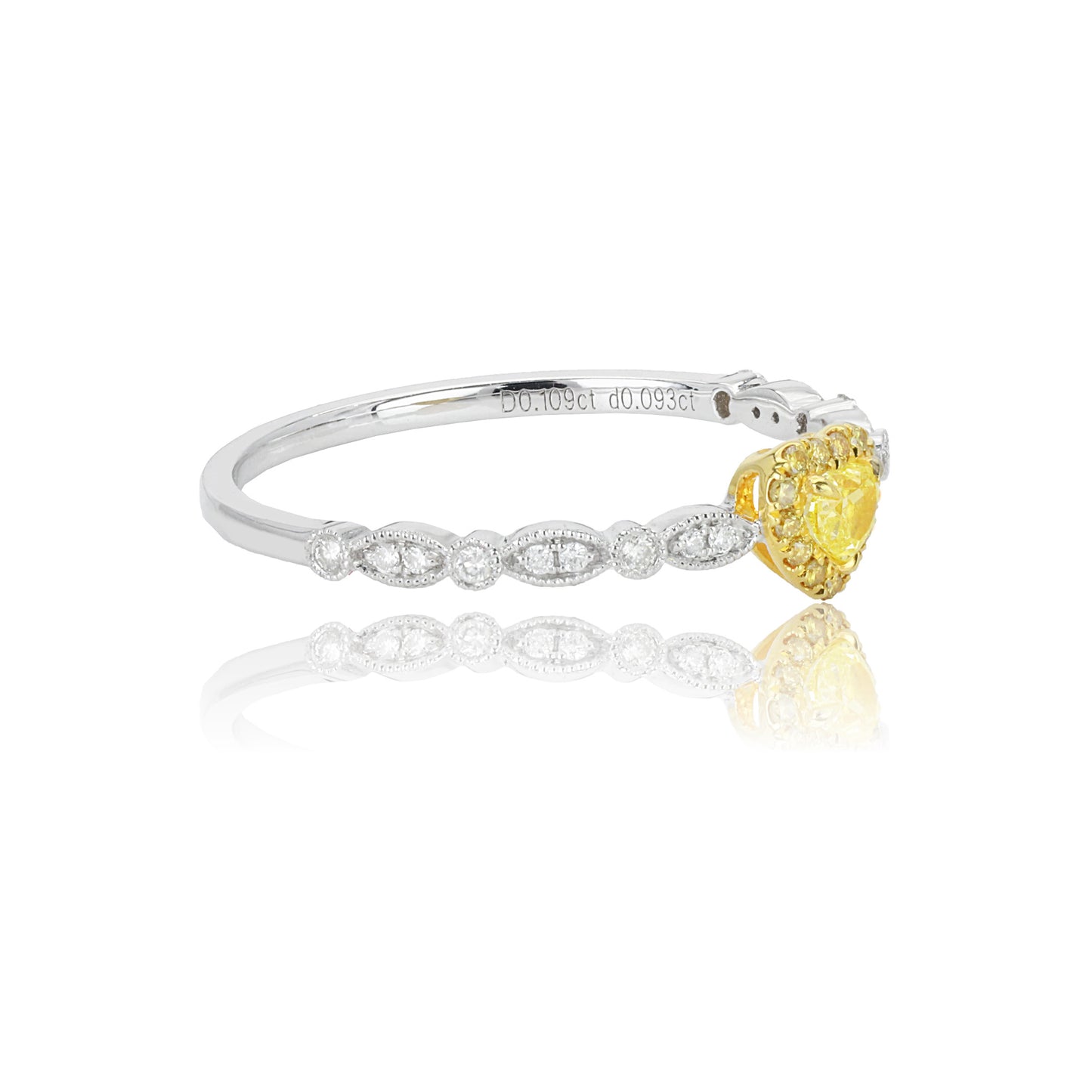 14k/18k white gold 0.20 ctw fancy yellow diamond & diamond ring