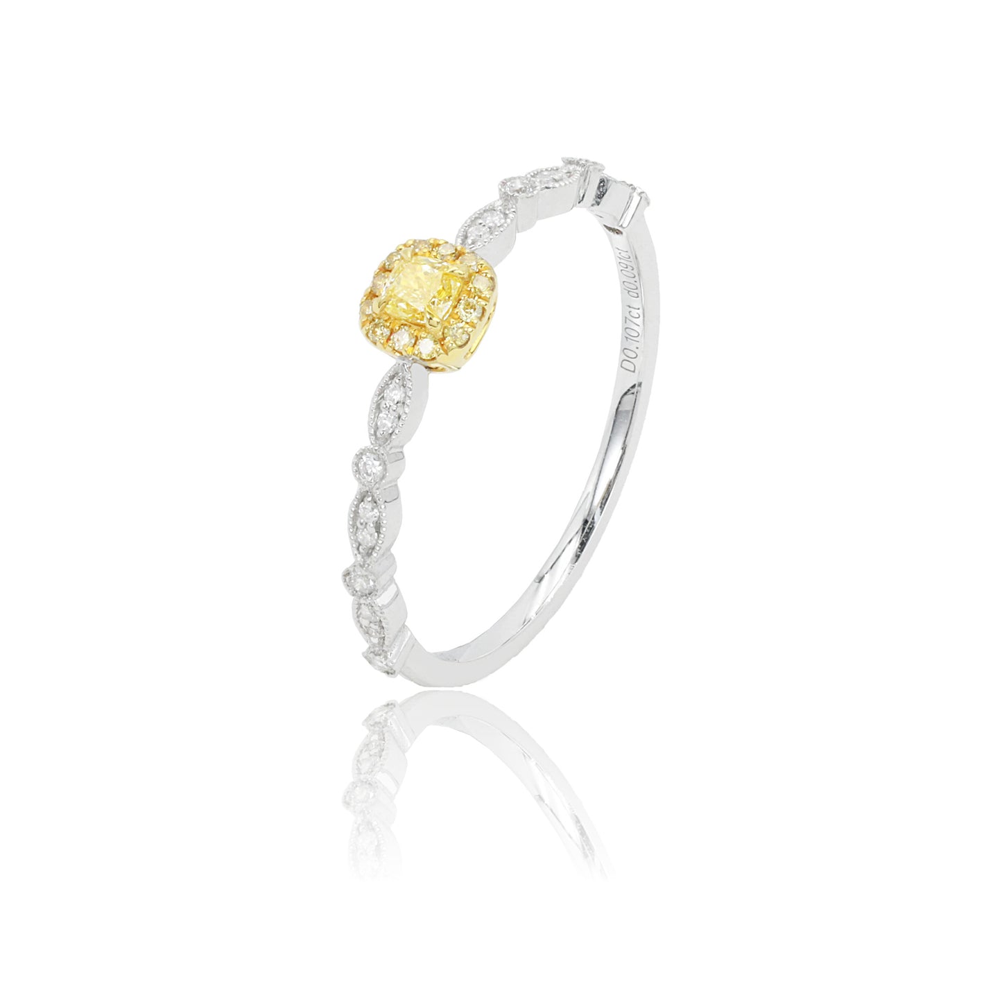 14k/18k white gold 0.19 ctw fancy yellow diamond & diamond ring