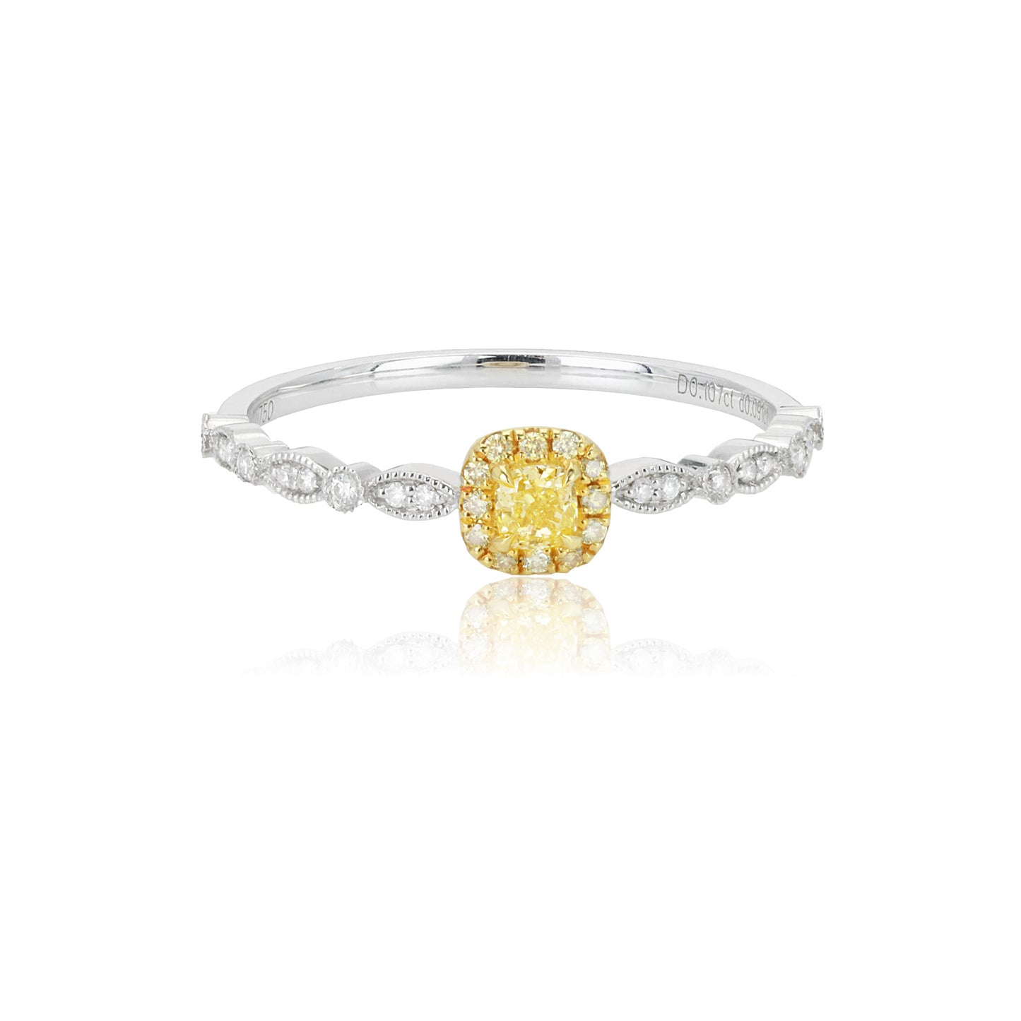 14k/18k white gold 0.19 ctw fancy yellow diamond & diamond ring