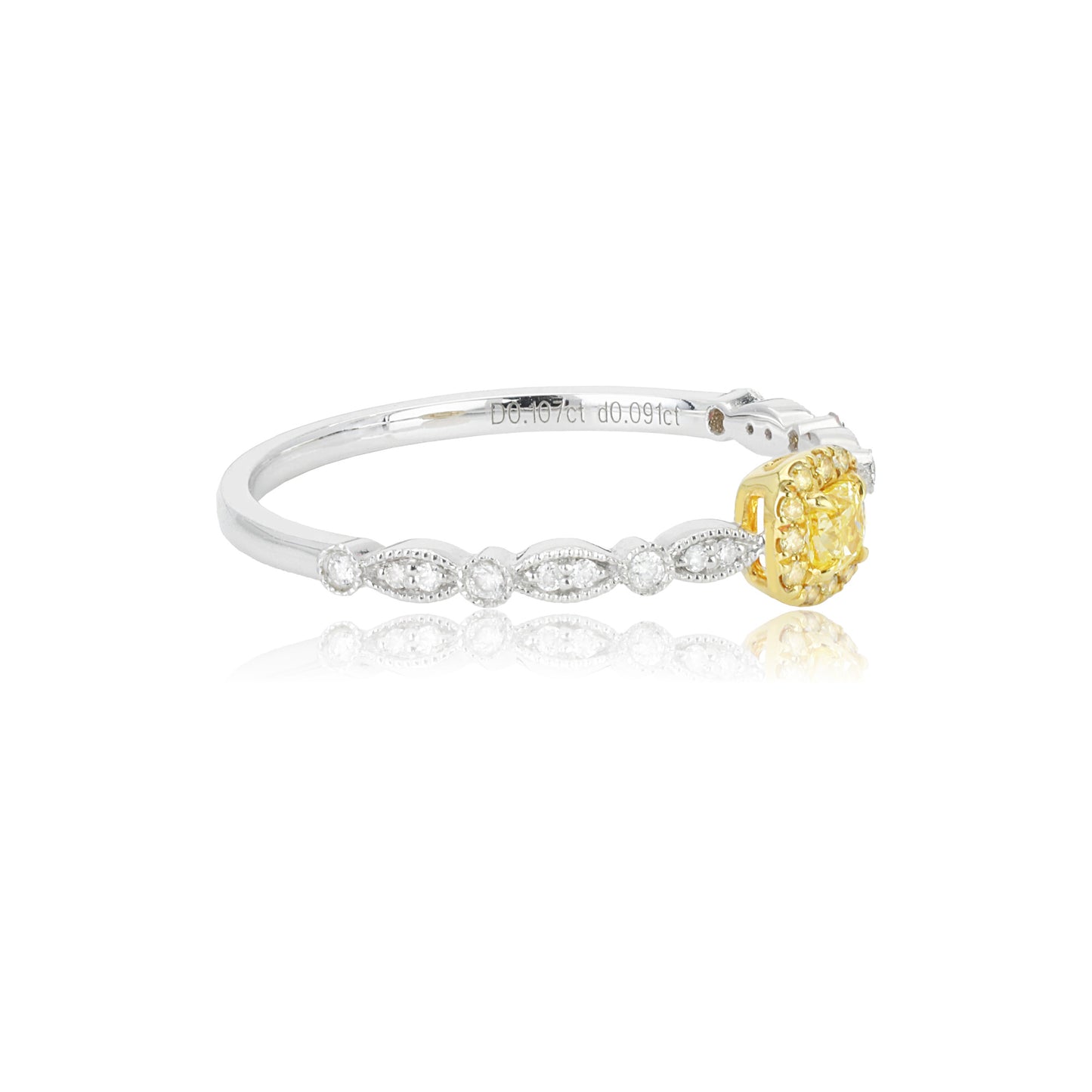 14k/18k white gold 0.19 ctw fancy yellow diamond & diamond ring