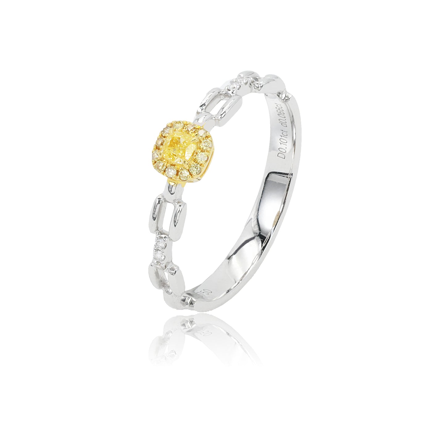 14k/18k white gold 0.19 ctw natural yellow diamond & diamond ring