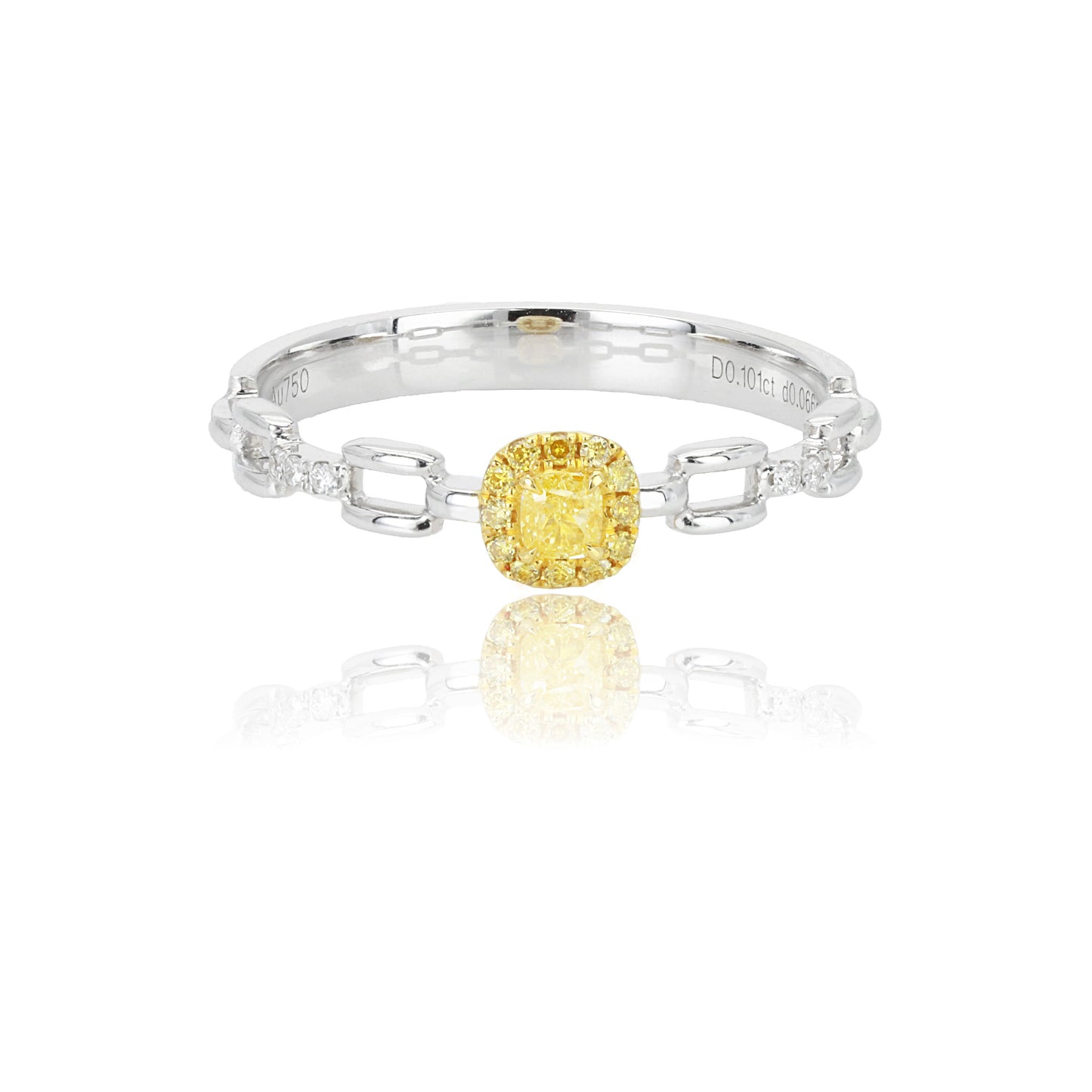 14k/18k white gold 0.19 ctw natural yellow diamond & diamond ring