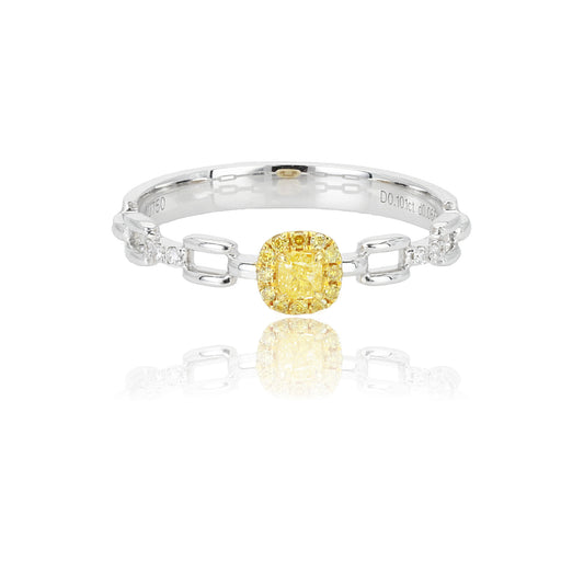 14K/18K WHITE GOLD 0.19 CTW NATURAL YELLOW DIAMOND & DIAMOND RING