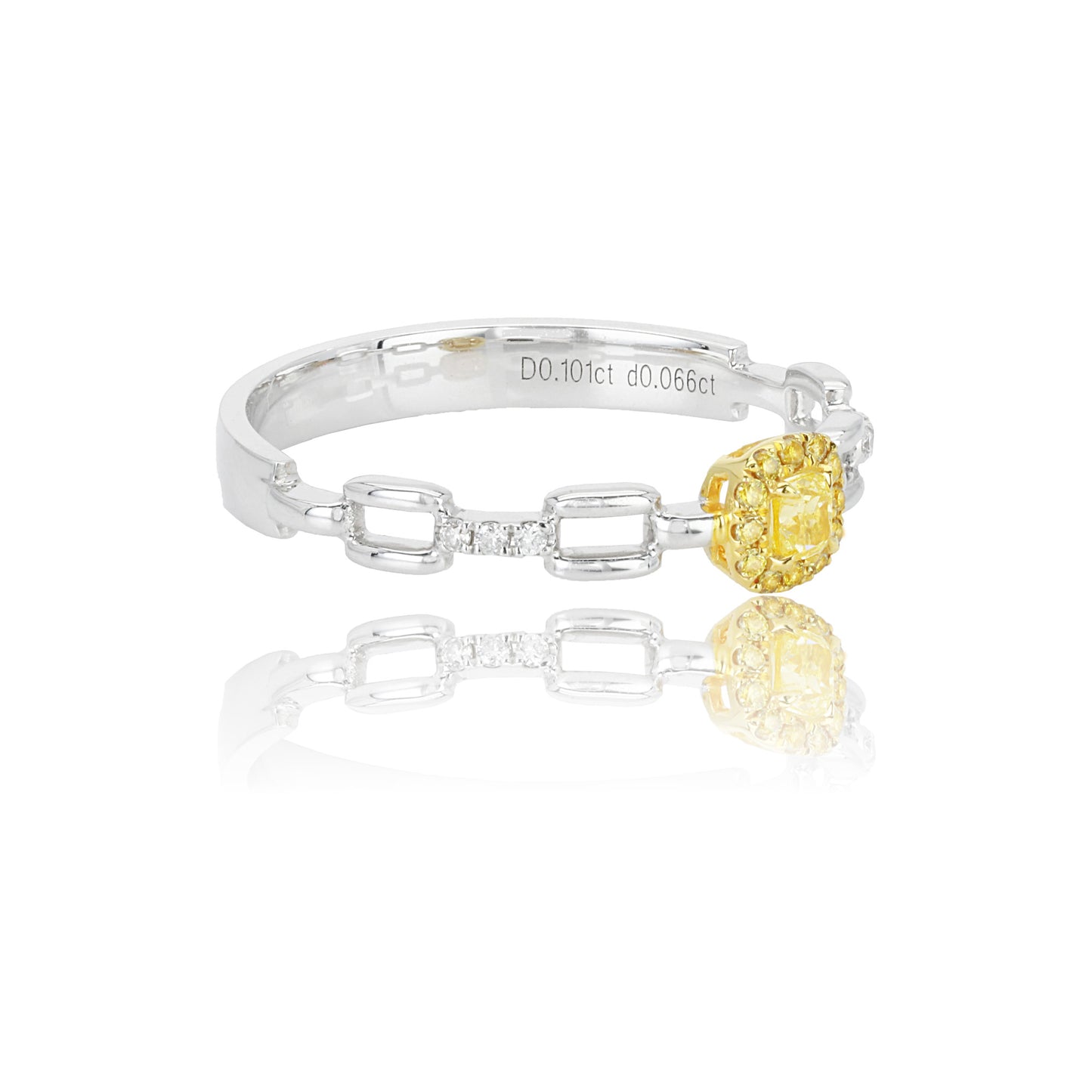 14k/18k white gold 0.19 ctw natural yellow diamond & diamond ring