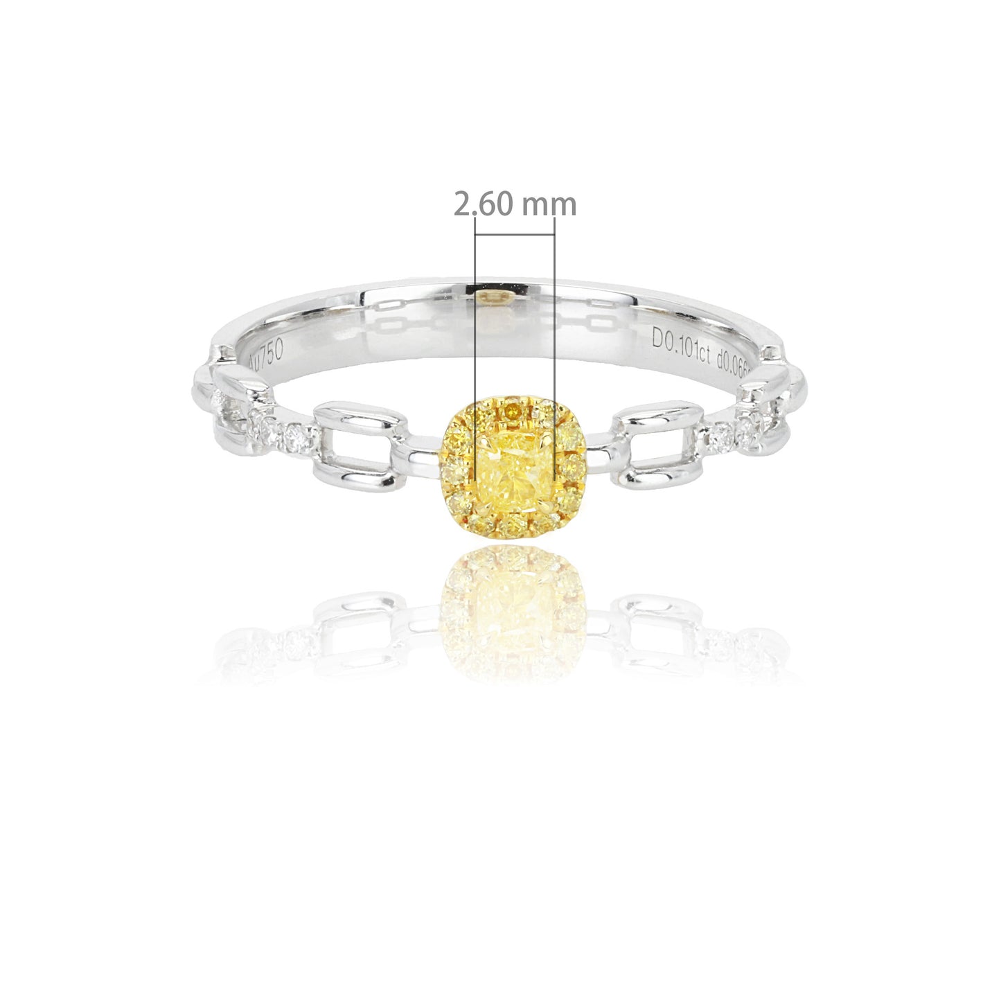 14k/18k white gold 0.19 ctw natural yellow diamond & diamond ring