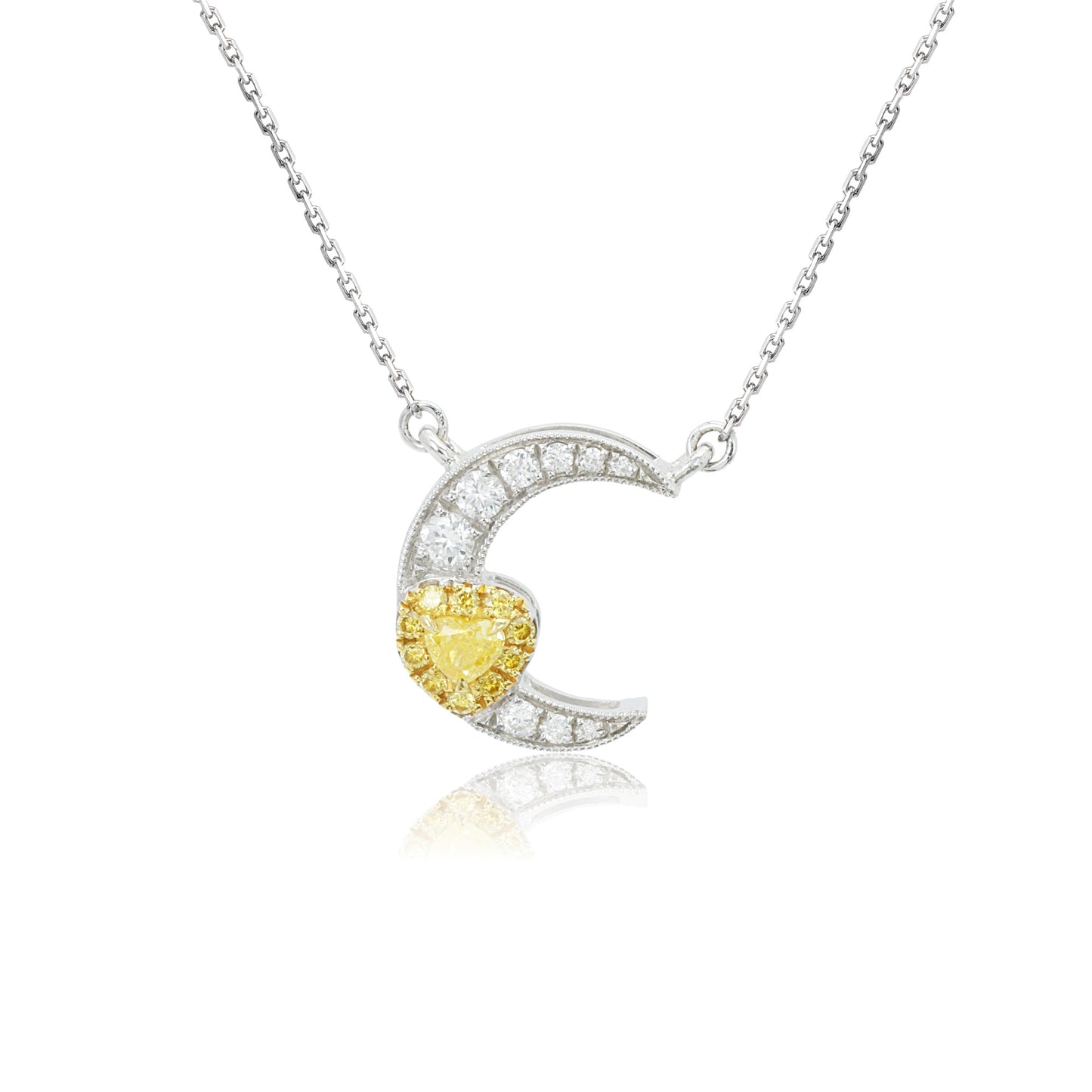 14k/18k white gold 0.20 ctw fancy yellow diamond & diamond necklace