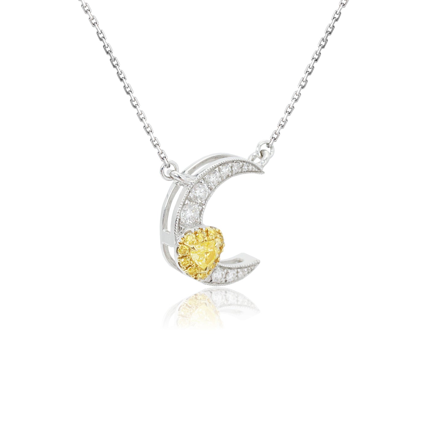 14k/18k white gold 0.20 ctw fancy yellow diamond & diamond necklace