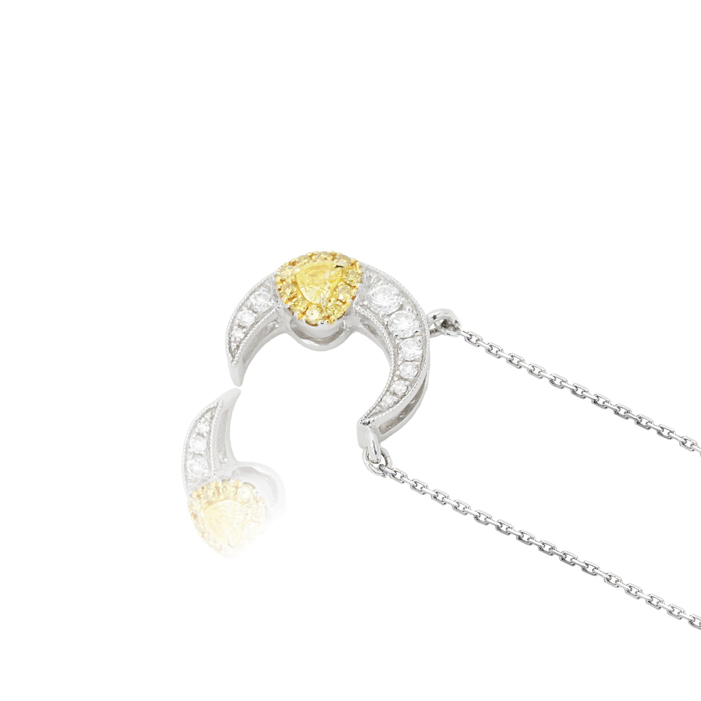 14k/18k white gold 0.20 ctw fancy yellow diamond & diamond necklace