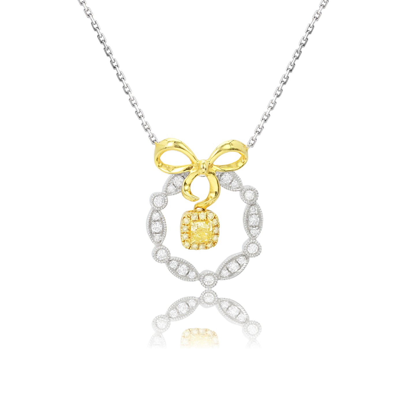 14k/18k gold 0.27 ctw fancy yellow diamond & diamond necklace