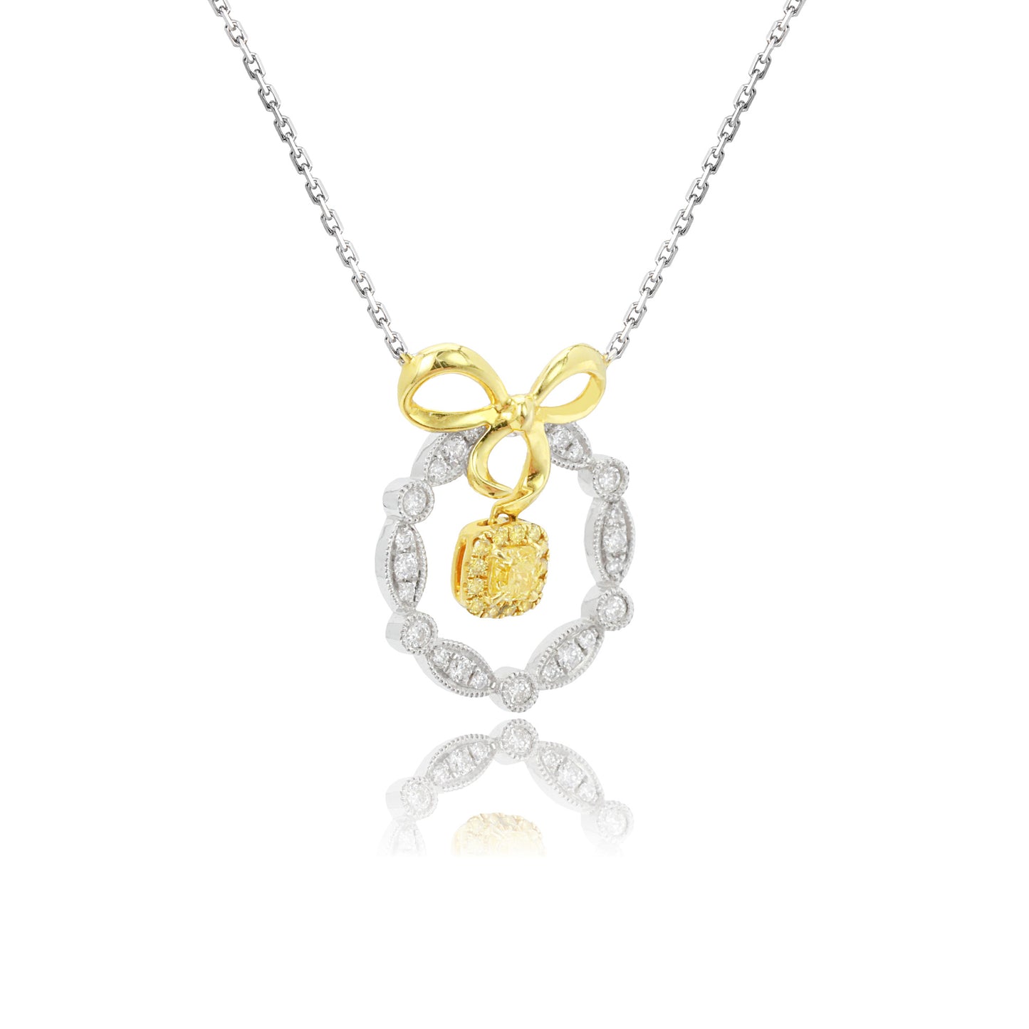 14k/18k gold 0.27 ctw fancy yellow diamond & diamond necklace