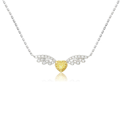 14K/18K WHITE GOLD 0.28 CTW NATURAL FANCY YELLOW DIAMOND & DIAMOND NECKLACE