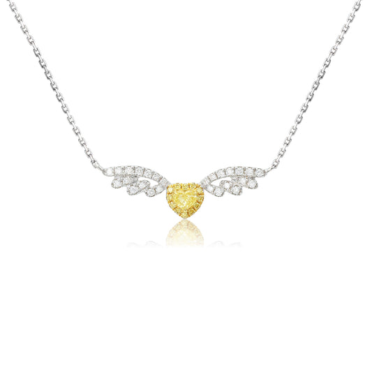 14K/18K WHITE GOLD 0.28 CTW NATURAL FANCY YELLOW DIAMOND & DIAMOND NECKLACE