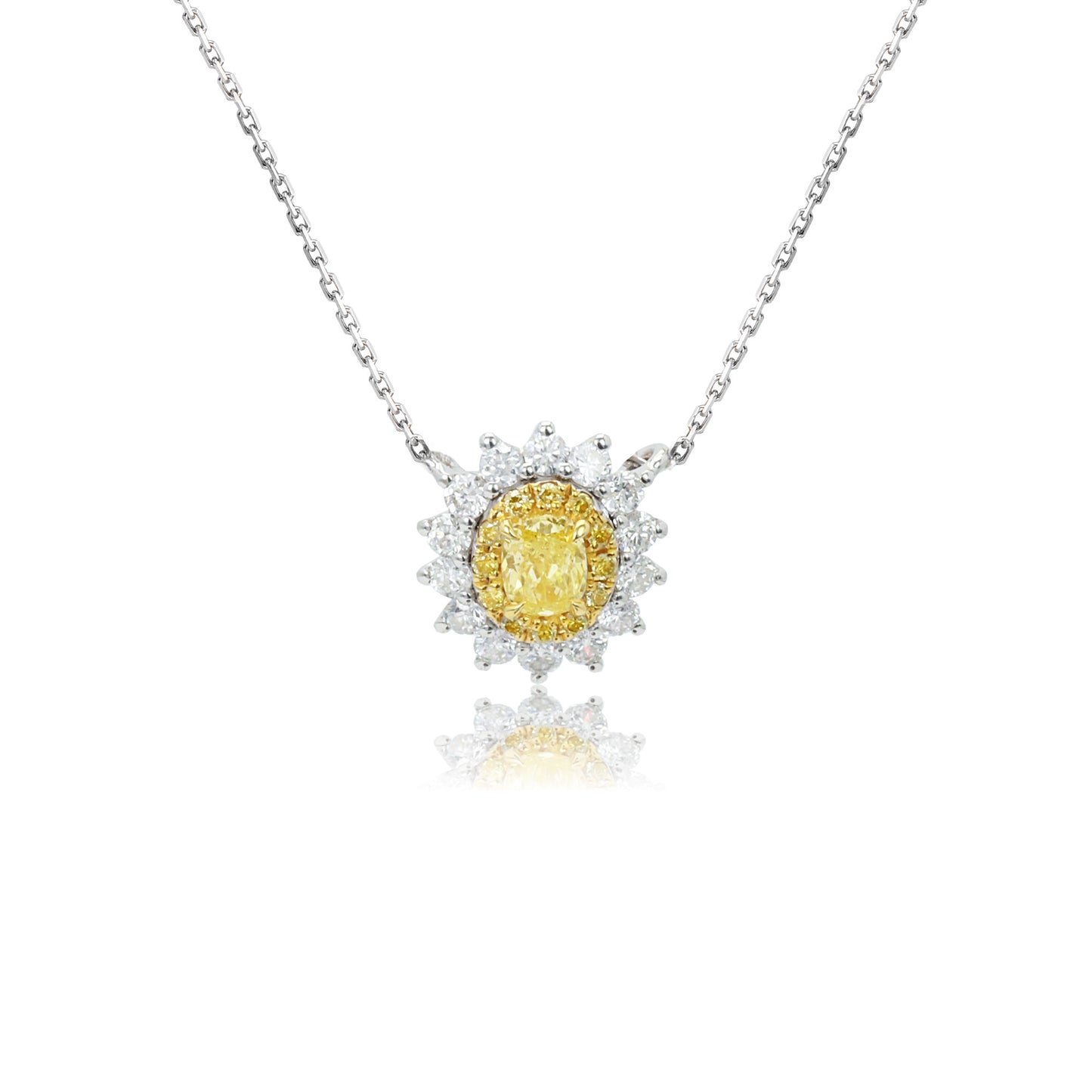 14k/18k 0.29 ctw fancy yellow diamond & diamond necklace