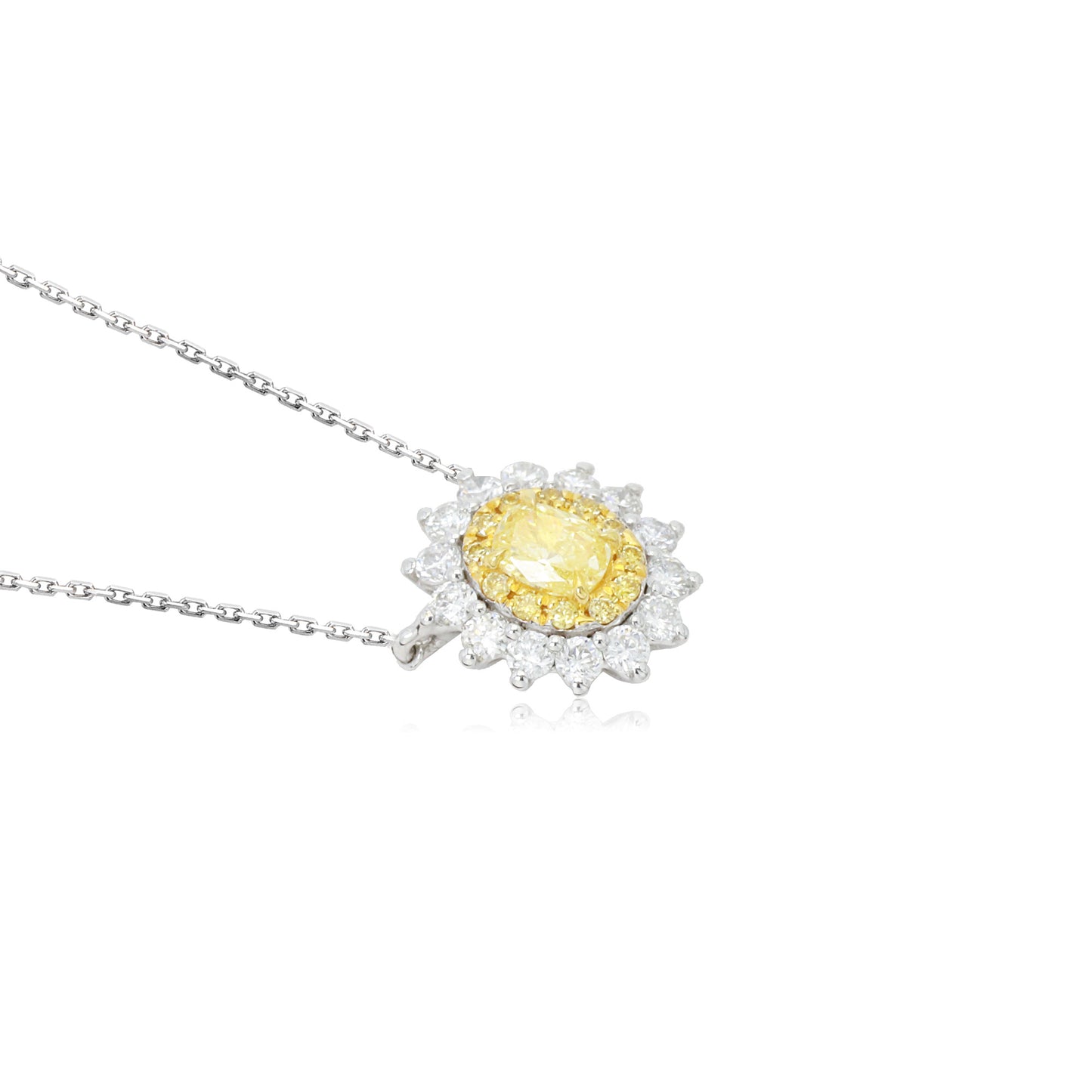 14k/18k 0.29 ctw fancy yellow diamond & diamond necklace