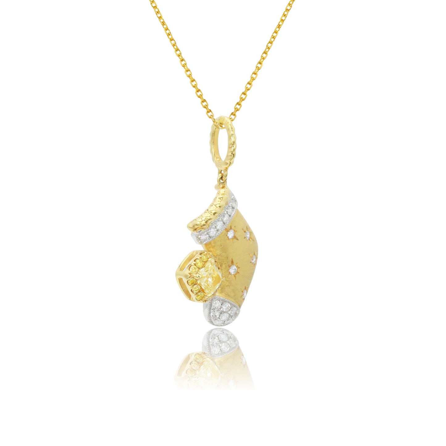 14k/18k yellow gold 0.30 ctw fancy yellow diamond & diamond necklace