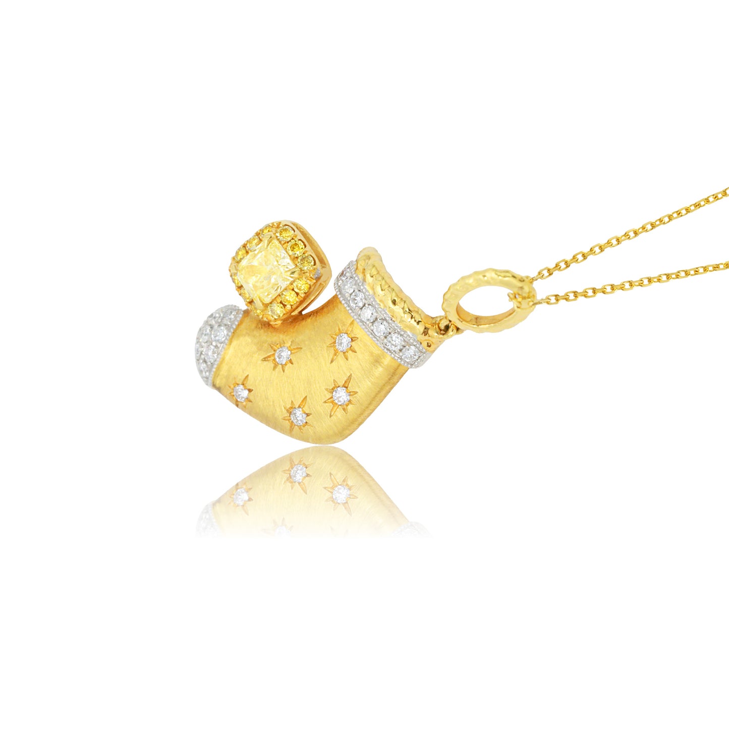 14k/18k yellow gold 0.30 ctw fancy yellow diamond & diamond necklace