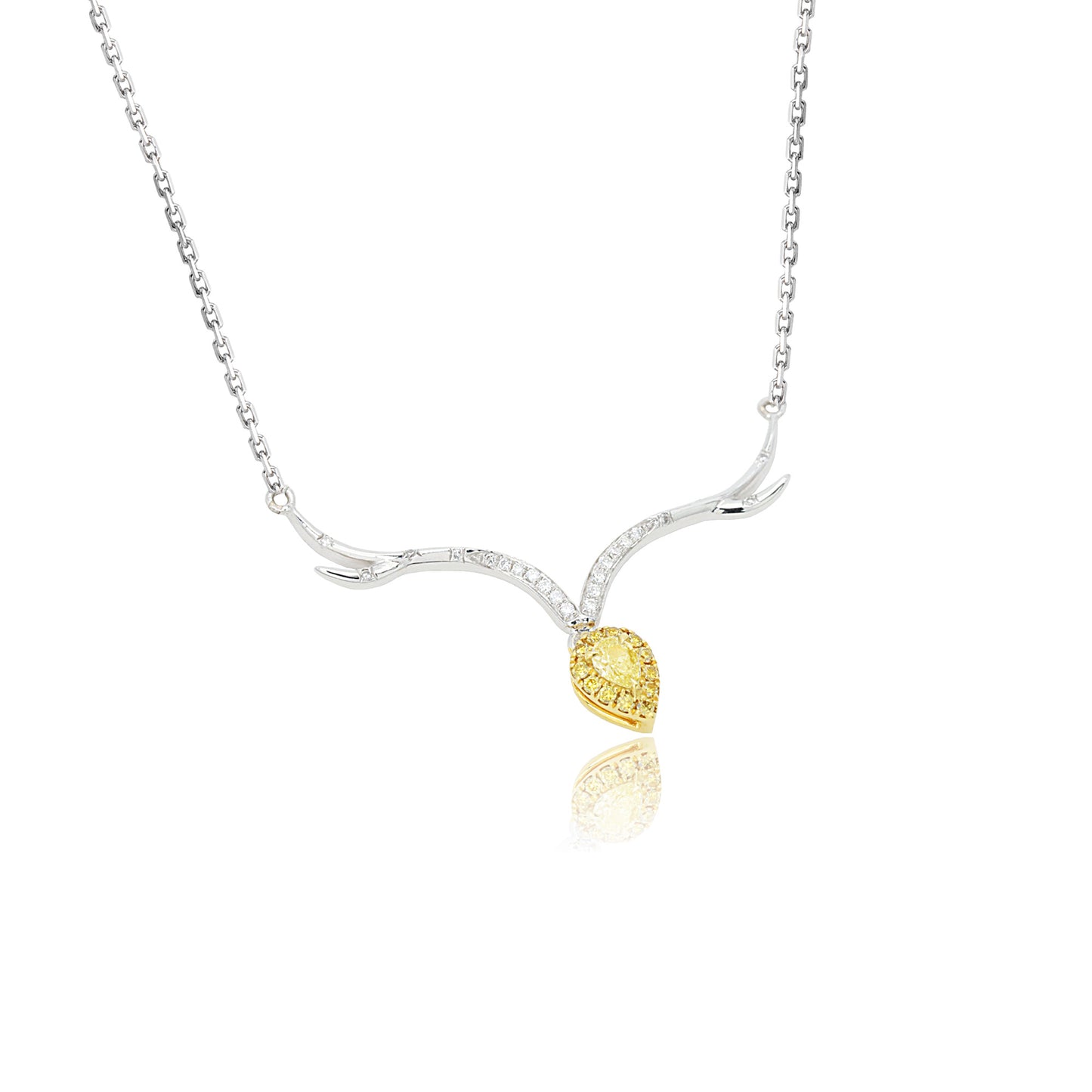 14k/18k white gold 0.21 ctw fancy yellow diamond & diamond necklace