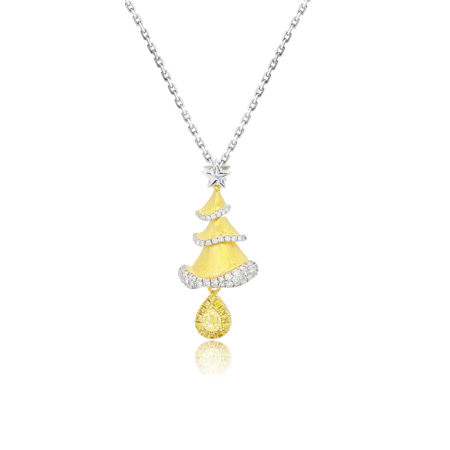 14k/18k white gold & yellow gold 0.30 ctw fancy yellow diamond & diamond necklace