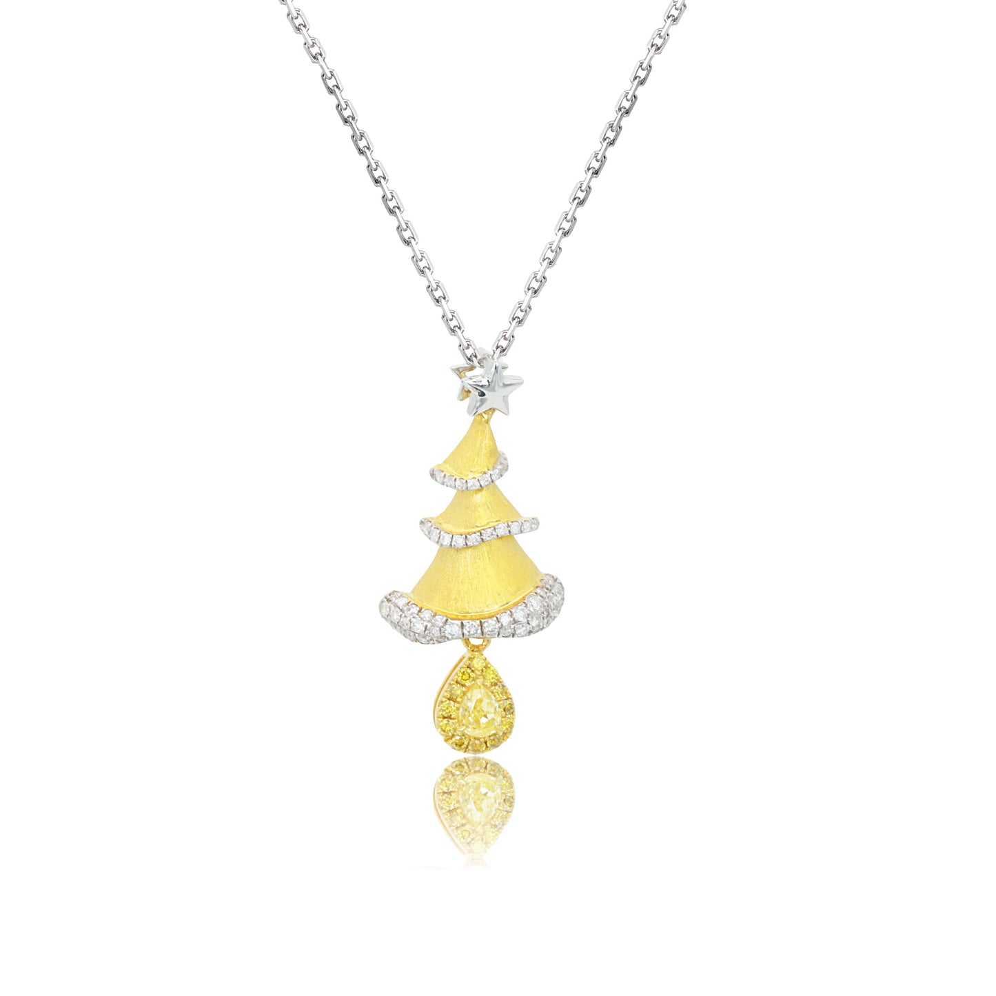 14k/18k white gold & yellow gold 0.30 ctw fancy yellow diamond & diamond necklace