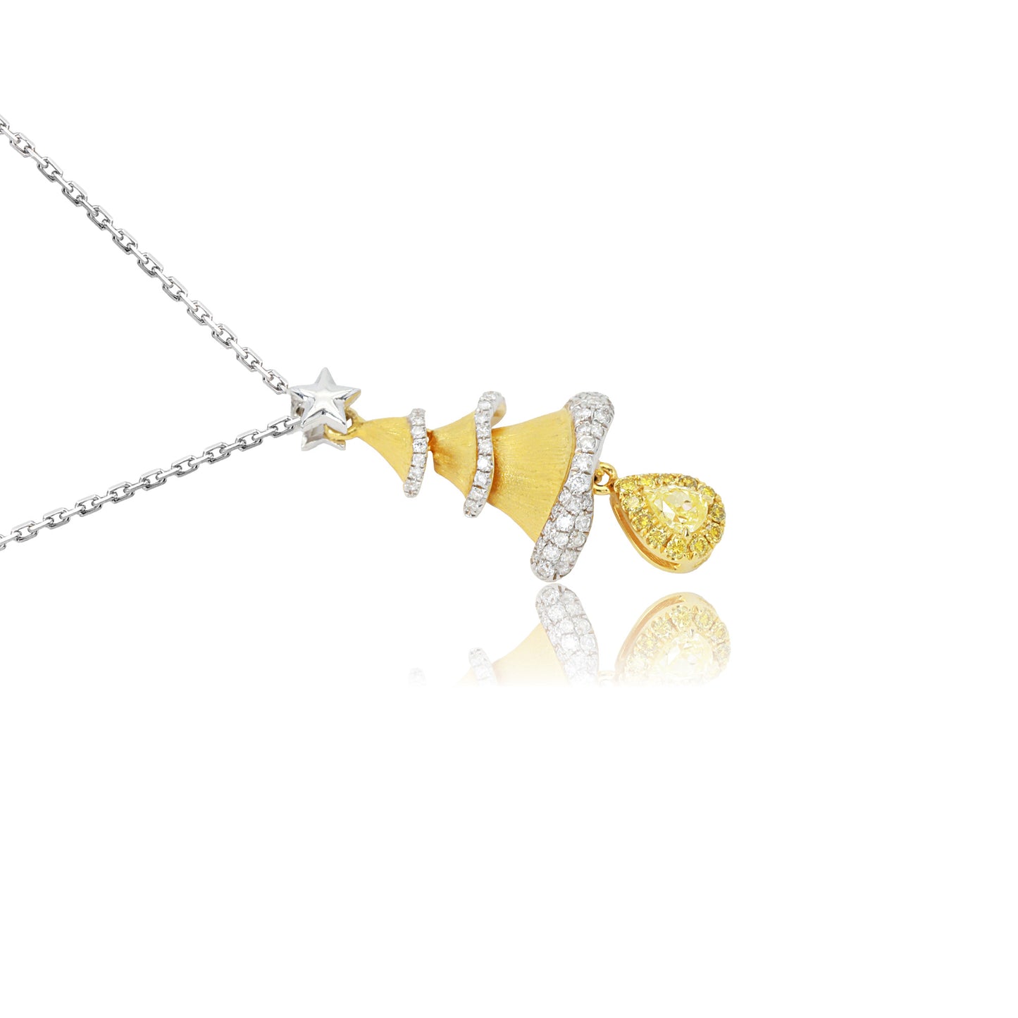 14k/18k white gold & yellow gold 0.30 ctw fancy yellow diamond & diamond necklace