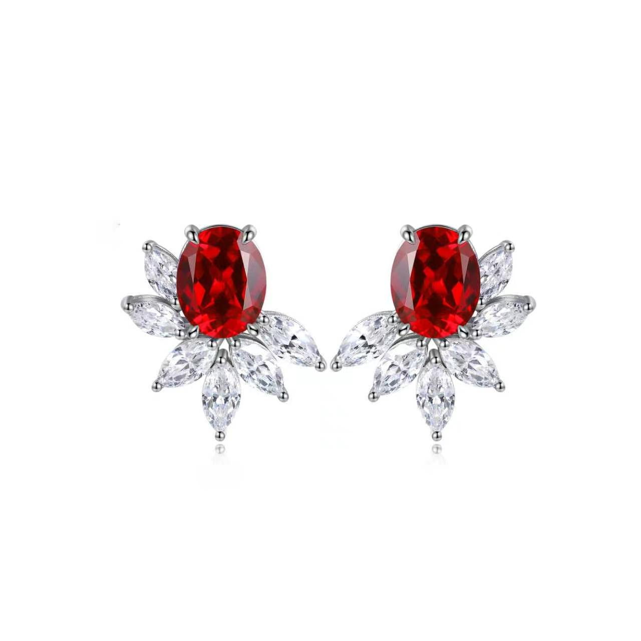 s925 sterling silver lab sapphire/ruby/emerald/paraiba & cz diamond stud earrings