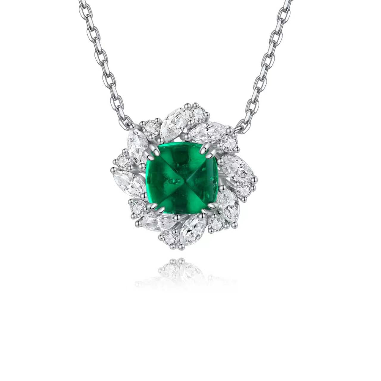s925 sterling silver lab ruby/emerald/sapphire/paraiba & cz diamond necklace