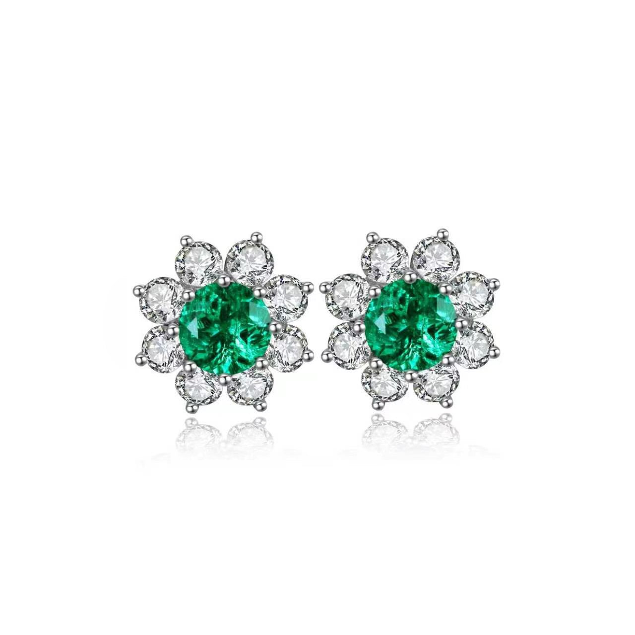 s925 sterling silver lab paraiba/ruby/sapphire/emearld/cobalt spinel & cz diamond stud earrings
