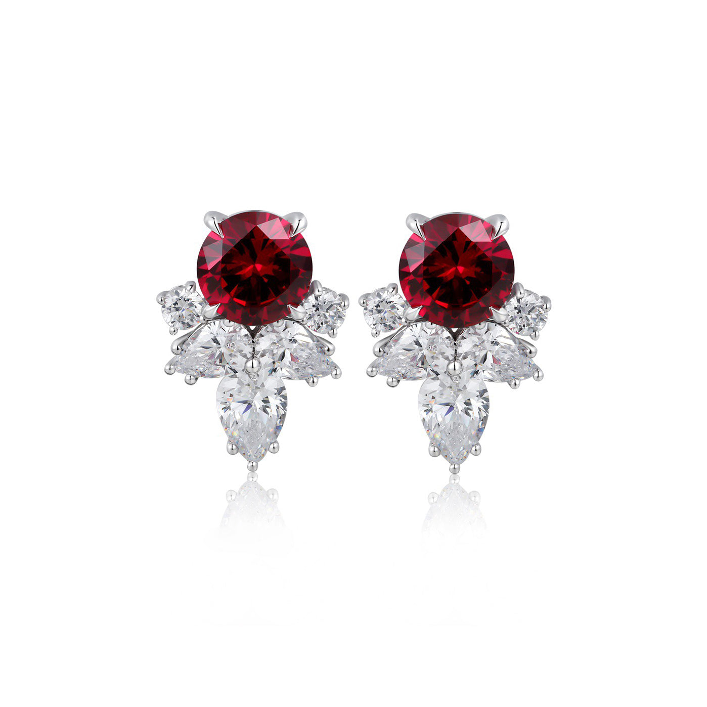 s925 sterling silver lab sapphire/ruby/emerald/paraiba & cz diamond stud earrings