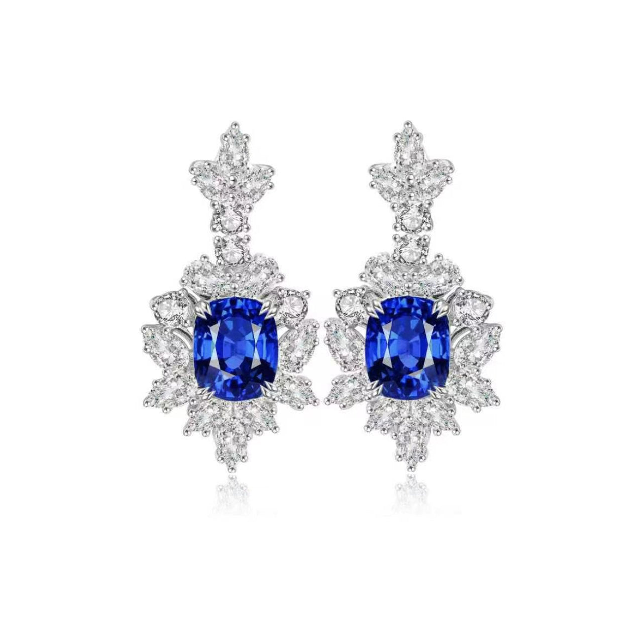 s925 sterling silver lab ruby/sapphire/emerald/paraiba & cz diamond earrings