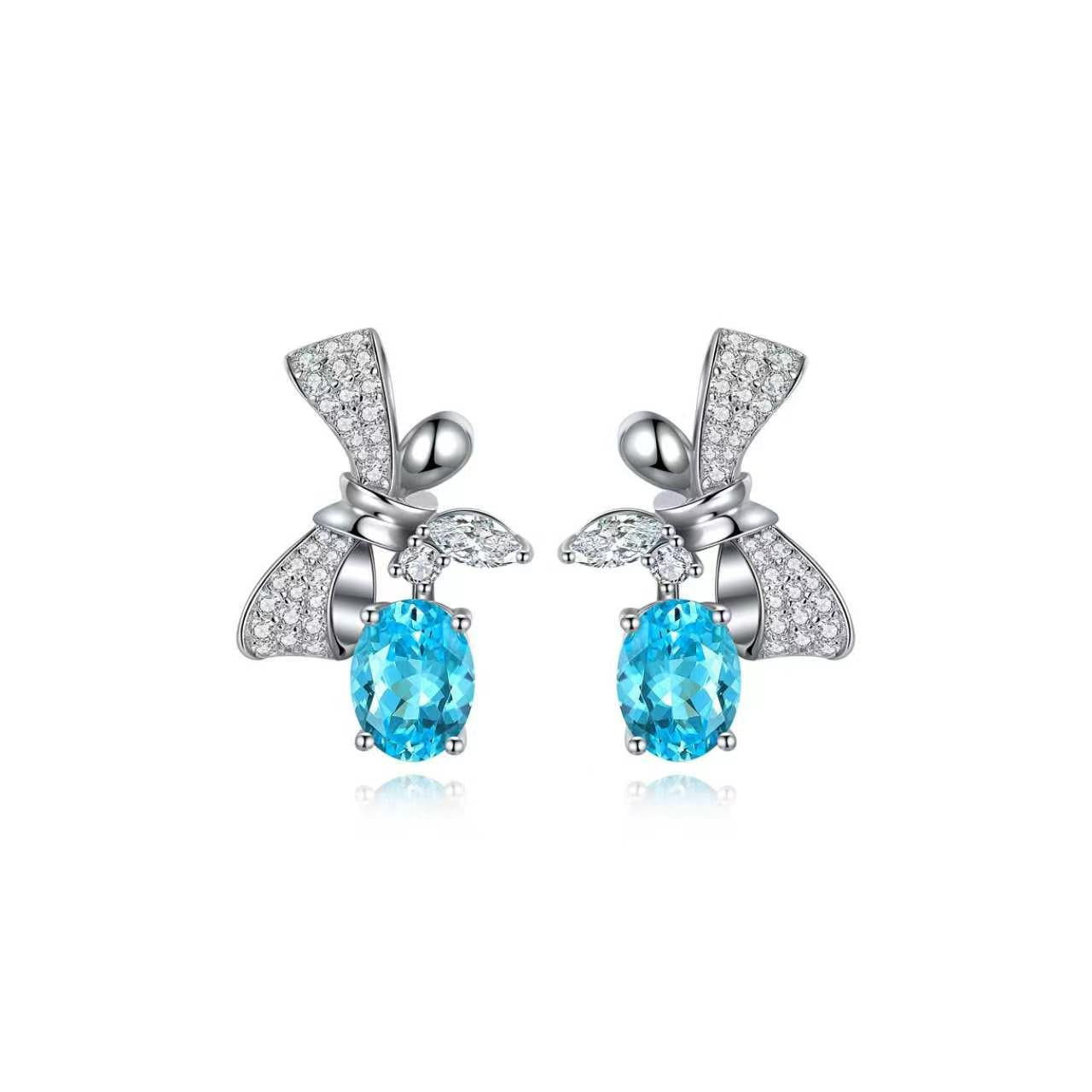 s925 sterling silver lab ruby/sapphire/emerald/paraiba/cobalt spinel & cz diamond earrings