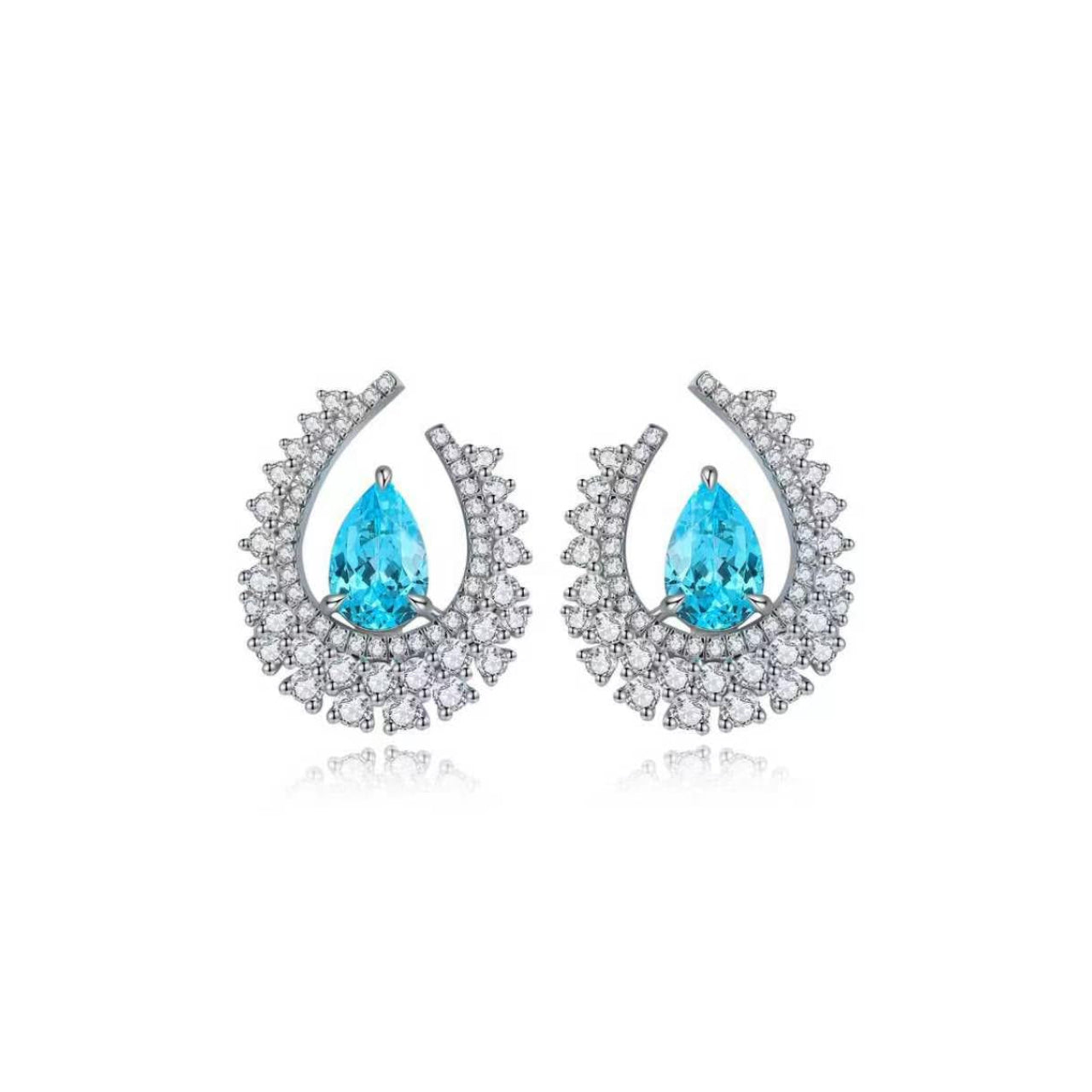 s925 sterling silver lab paraiba/emerald/sapphire/ruby & cz diamond earrings