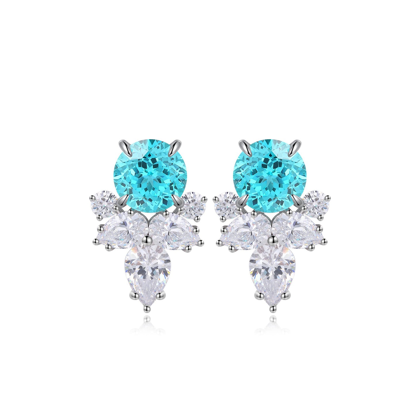 s925 sterling silver lab sapphire/ruby/emerald/paraiba & cz diamond stud earrings