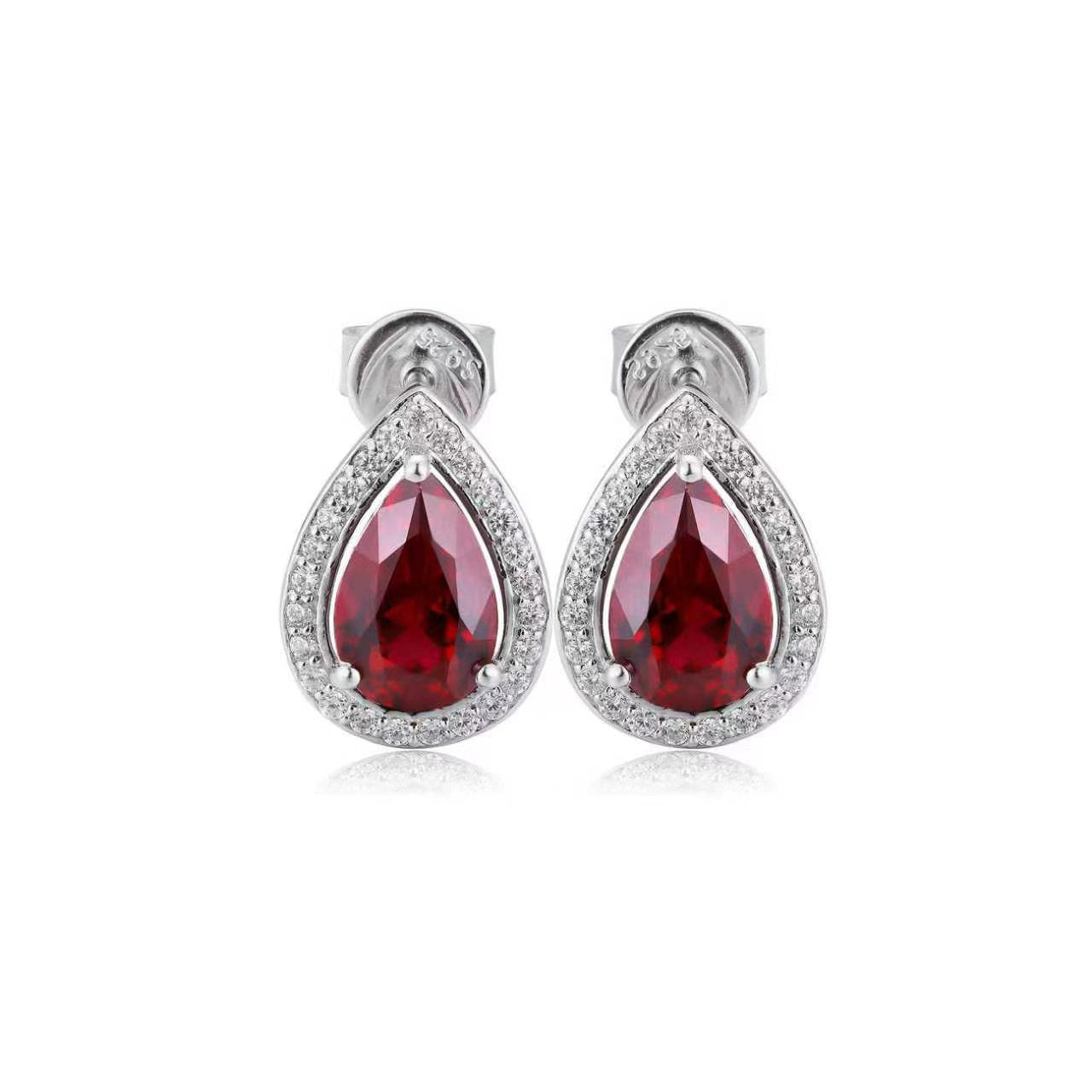 s925 sterling silver lab cobalt spinel/ruby/sapphire/emerald/paraiba & cz diamond stud earrings