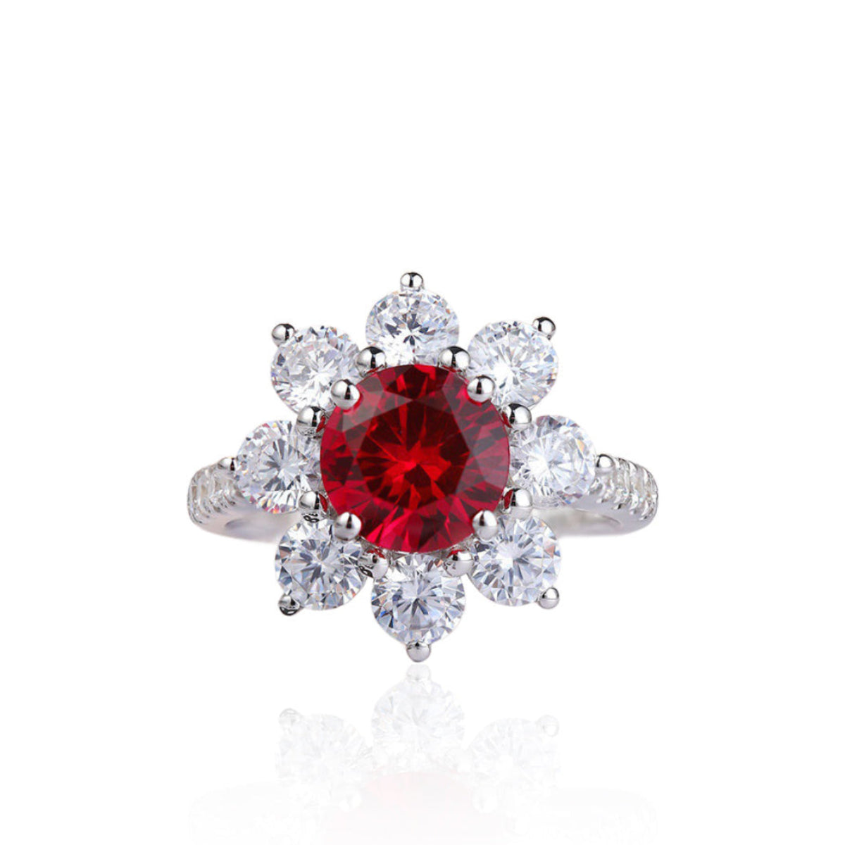 s925 sterling silver lab ruby/sapphire/emerald/paraiba & cz diamond ring