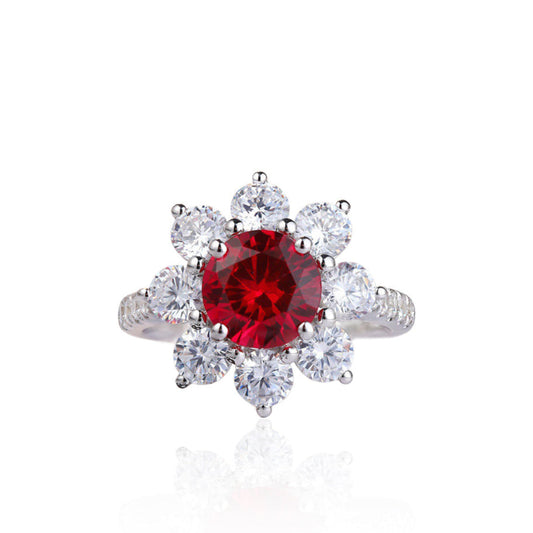 S925 Sterling Silver Lab Ruby/Sapphire/Emerald/Paraiba & CZ Diamond Ring