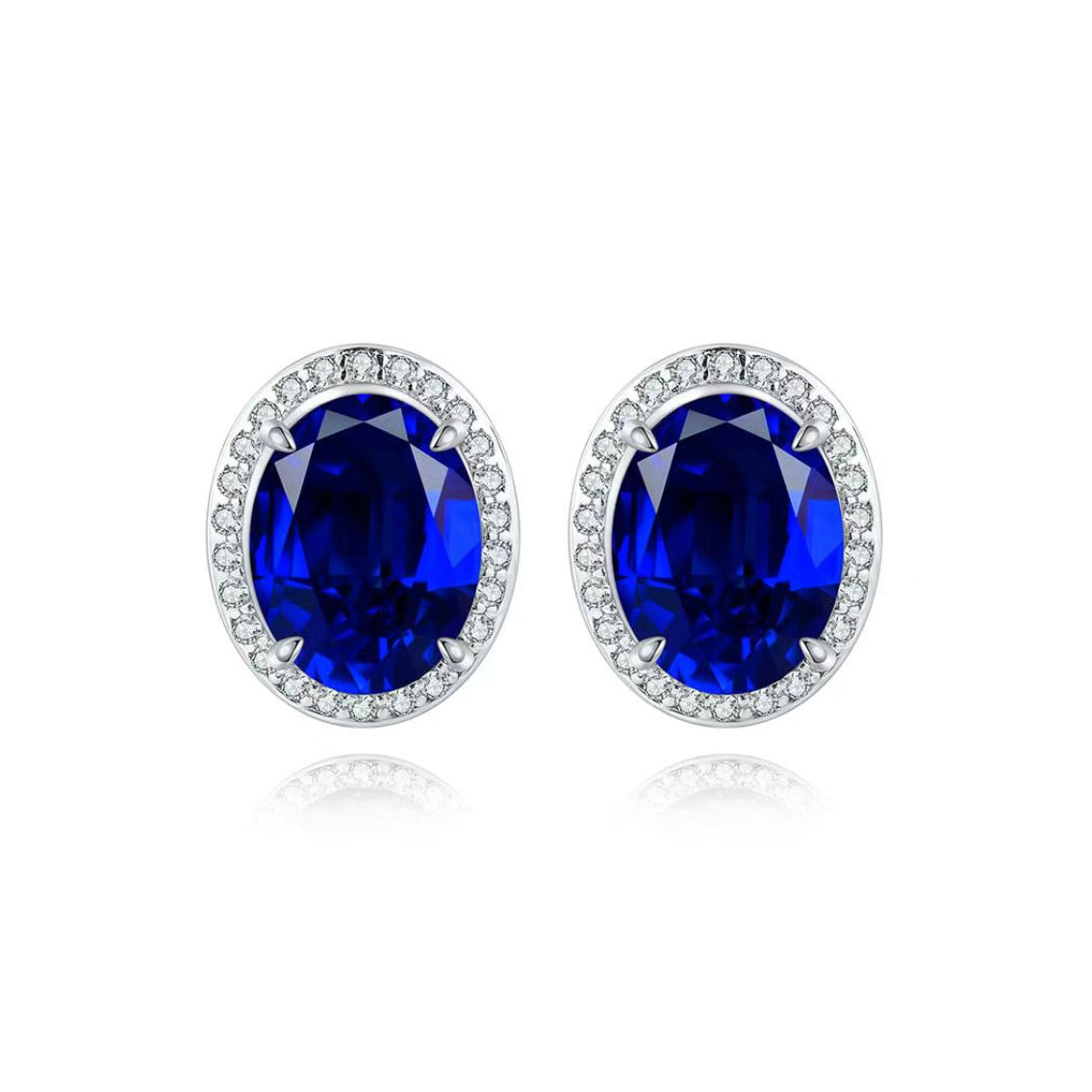 s925 sterling silver lab paraiba/ruby/emerald/sapphire & cz diamond stud earrings