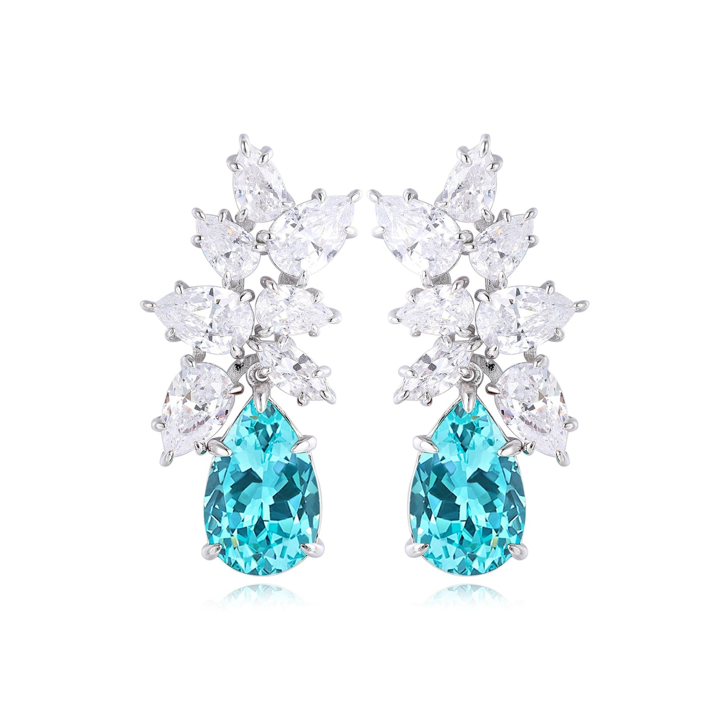 s925 sterling silver lab ruby/sapphire/emerald/paraiba & cz diamond earrings